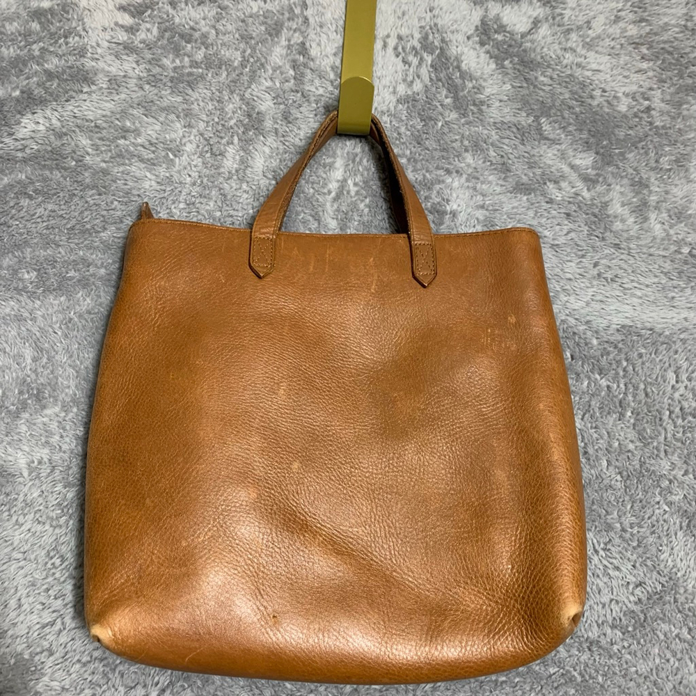 Madewell Transport Tote Bag Womens Medium English Saddle‎ Brown Leather Zip Top